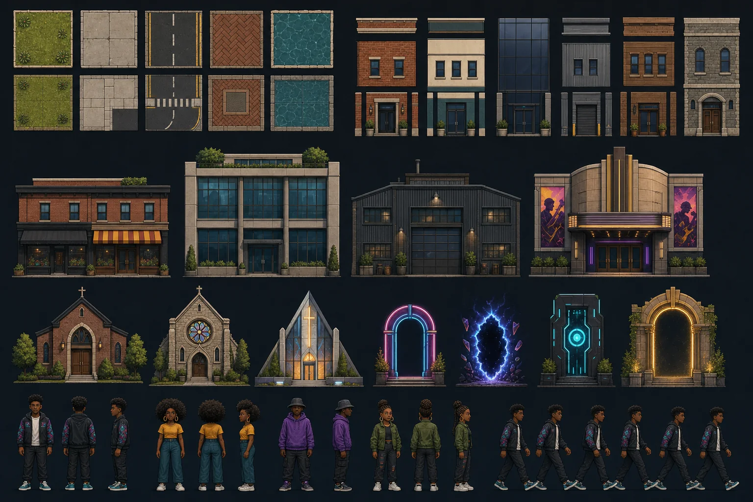 BlakCity v2 modular illustrated city